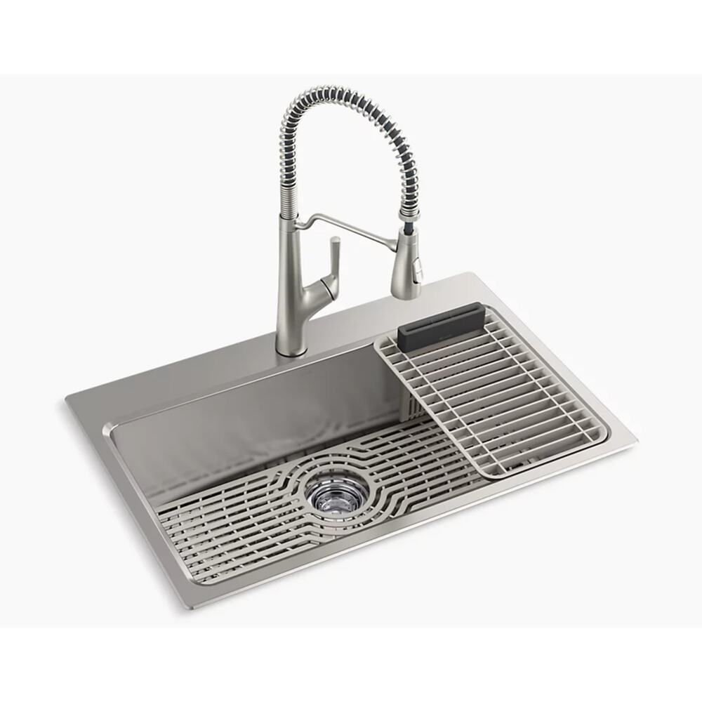 Kohler Pro-Function Kitchen Sink Kit Vibrant Stainless Pull Faucet 78960-1PC-NA